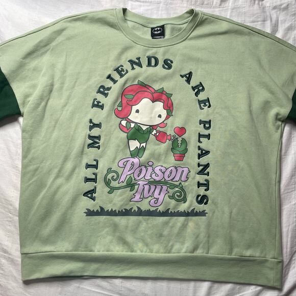 DC Comics Batman Poison Ivy Chibi Plant Friends Crewneck Sweatshirt 2X Cotton - Picture 2 of 6